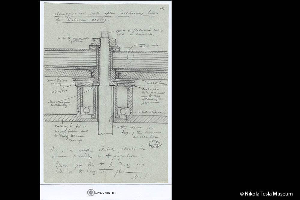 Tesla, Sketch of a Turbine - Journals - DesignImgFive Image