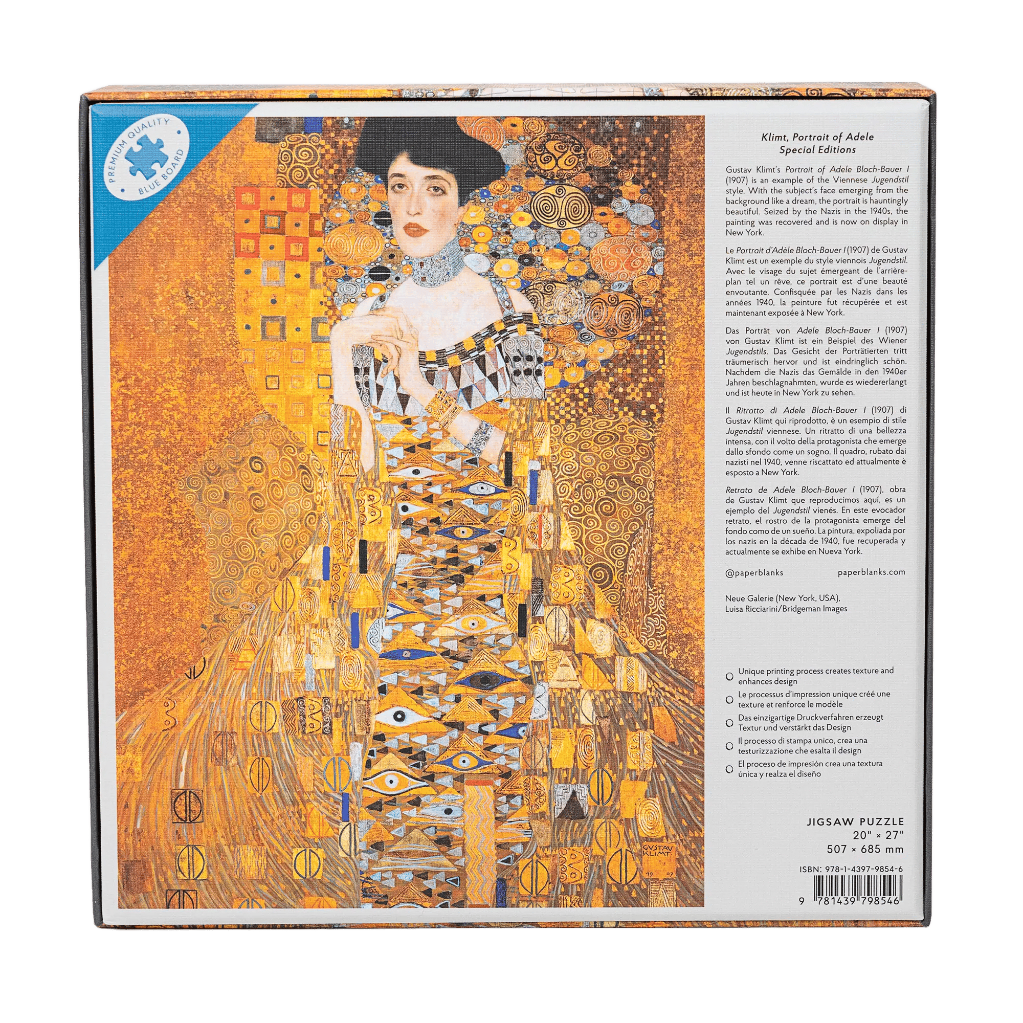 Klimt, Portrait of Adele - Jigsaw Puzzles - Back Image